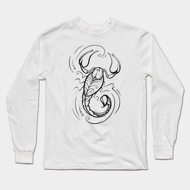 Scorpion, Scorpio zodiac sign Long Sleeve T-Shirt by Yulla